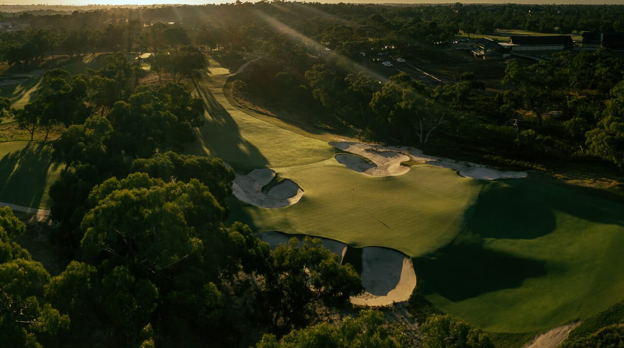 Dusk settles creating long shadows on the Peninsula Kingswood North Course