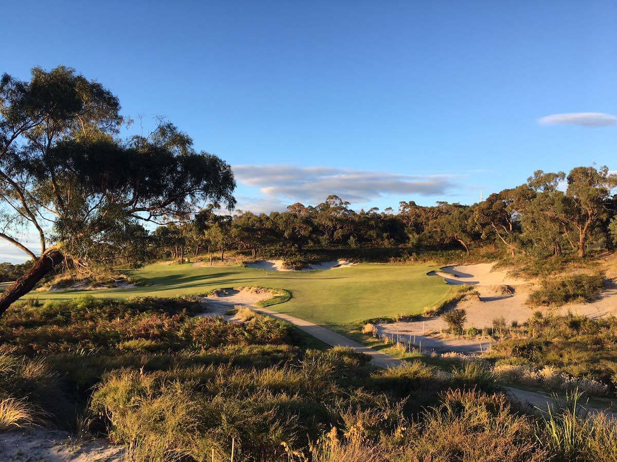 Sunlight turns the second fairway gold on Peninsula Kingswood South Course