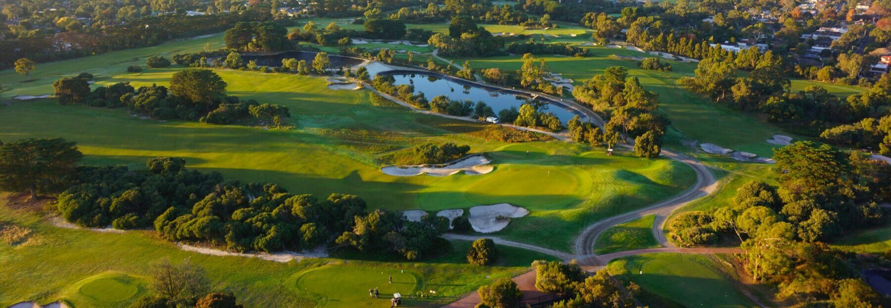 Aerial footage of the West golf course at Royal Melbourne golf club