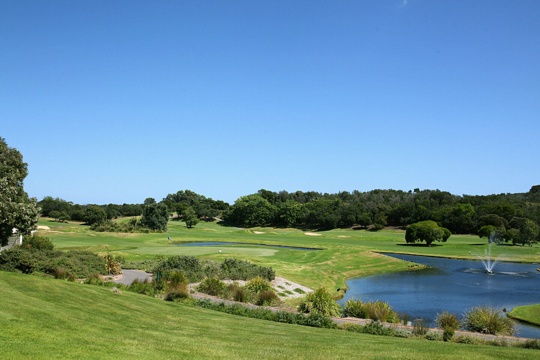 A large lake comes into play at the Eagle Ridge Golf Club