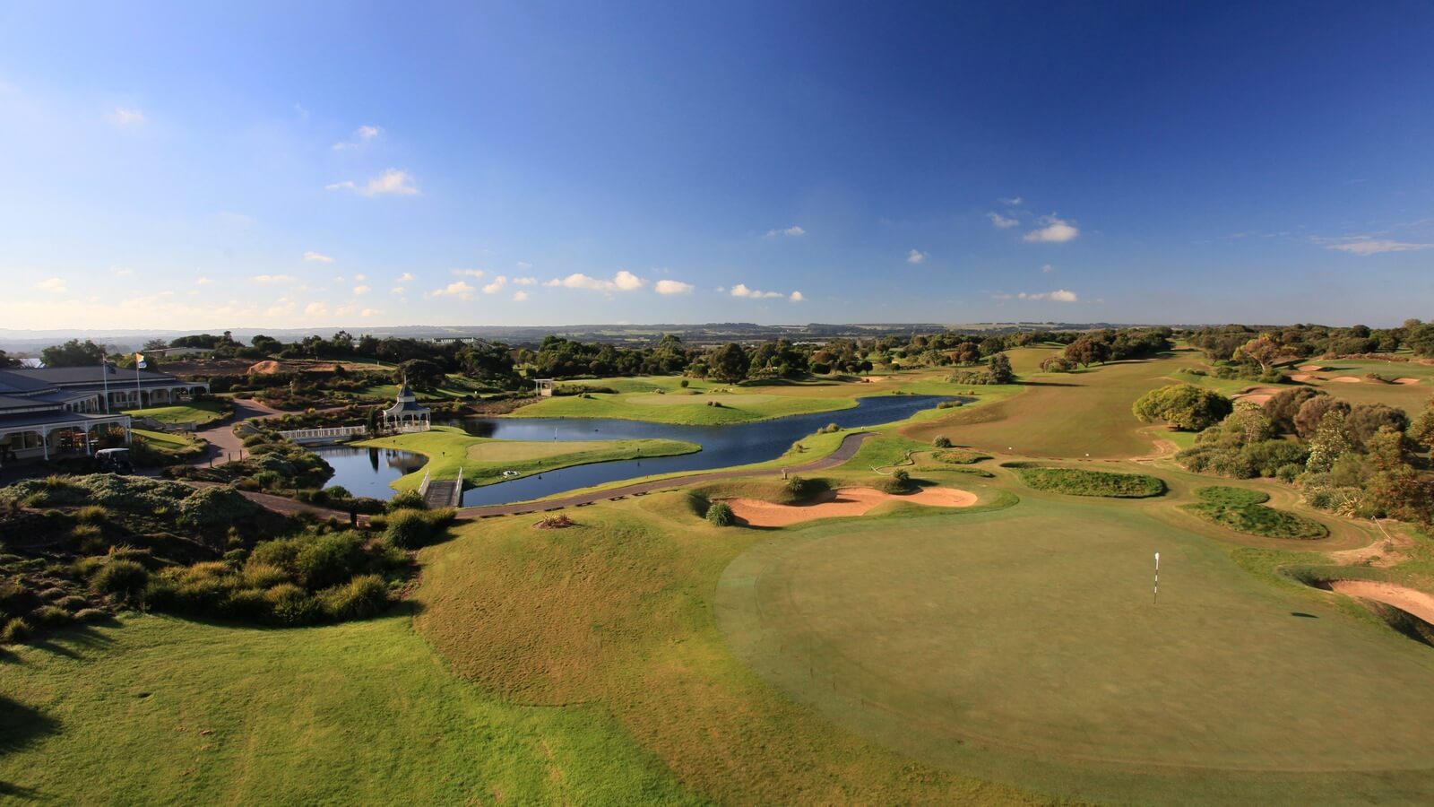 The ninth hole lies near the clubhouse at Eagle Ridge Golf Club