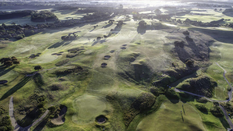 Aerial view of the Dunes Golf complex at The Mornington Peninsula