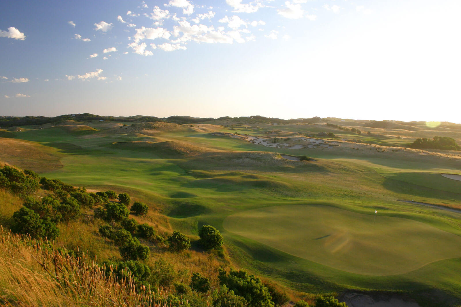 Dusk shines golden light over The Dunes Golf Links