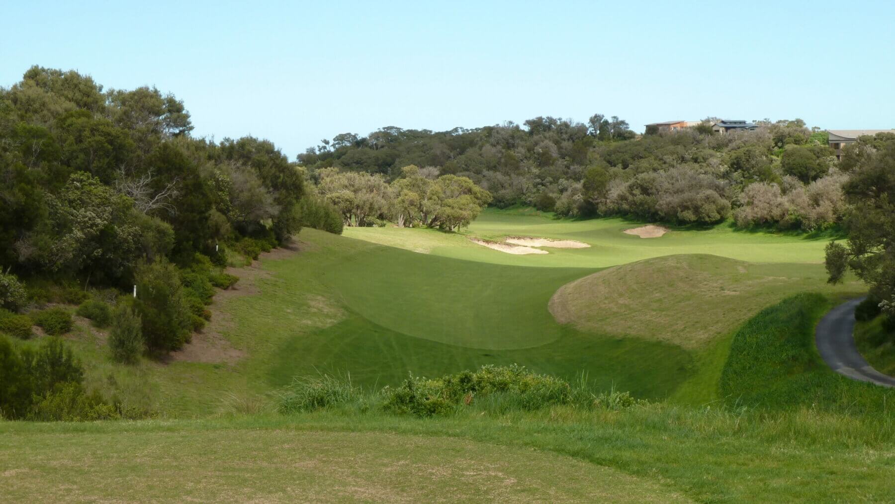 Overlooking a snaking fairway on the Moonah Links Legend Course