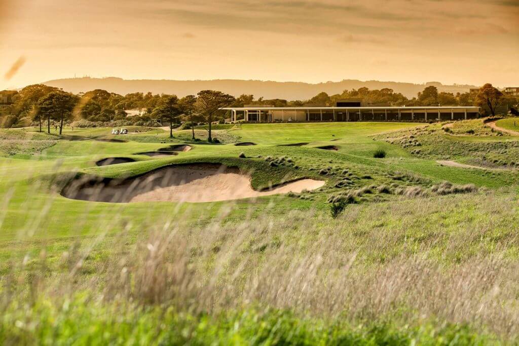 Large bunkers and long grass creates hazards on the Moonah Links Legends Course