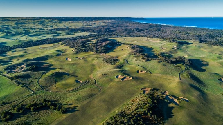 Aerial view of the St Andrews Beach golf complex on the Mornington Peninsula