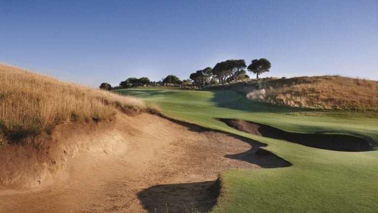 Large bunkers lined with fescue grass on the course at St Andrews Beach