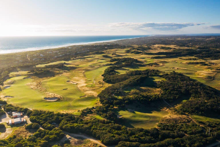 Aerial view overlooking the St Andrews Beach Golf Club