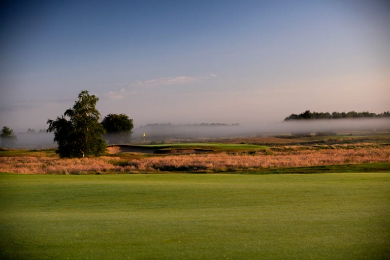 Mist layers the Chateaux golf course at Golf du Medoc Resort