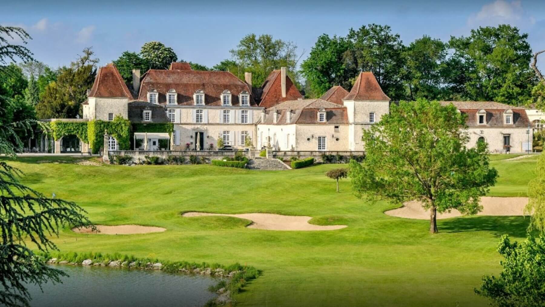 External view of 18th century chateaux architecture at Chateaux Des Vigiers Resort