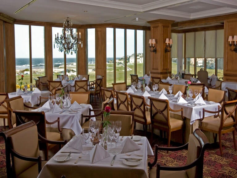 Fine dining restaurant overlooks the St Andrews links complex and North Sea