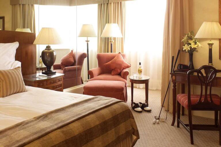 Hotel bedroom designed for golfers