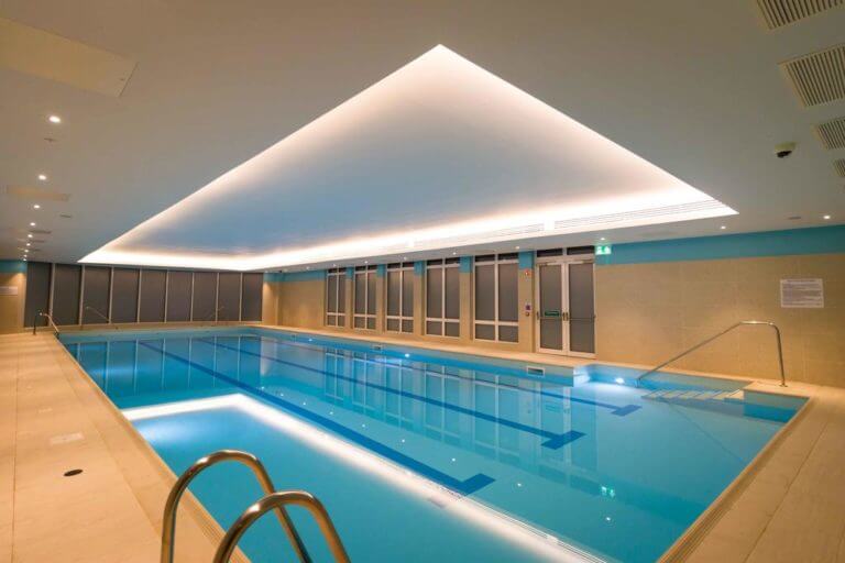 Large 25 metre indoor lap pool available to hotel guests