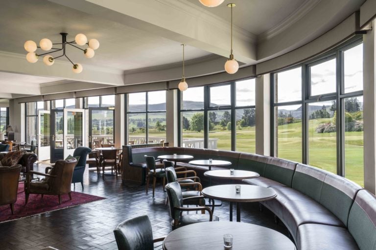 Internal view of a contemporary restaurant within the Auchterarder golf clubhouse