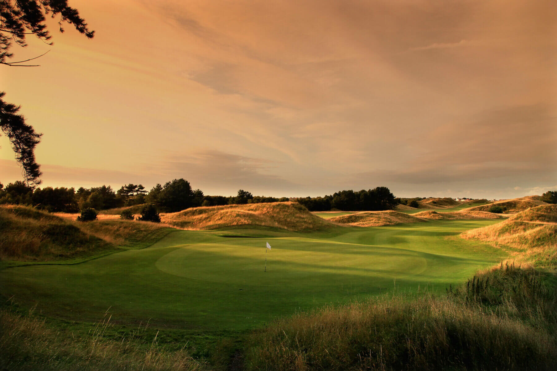 View looking over the eleventh green back down the fairway at Royal Birkdale golf club
