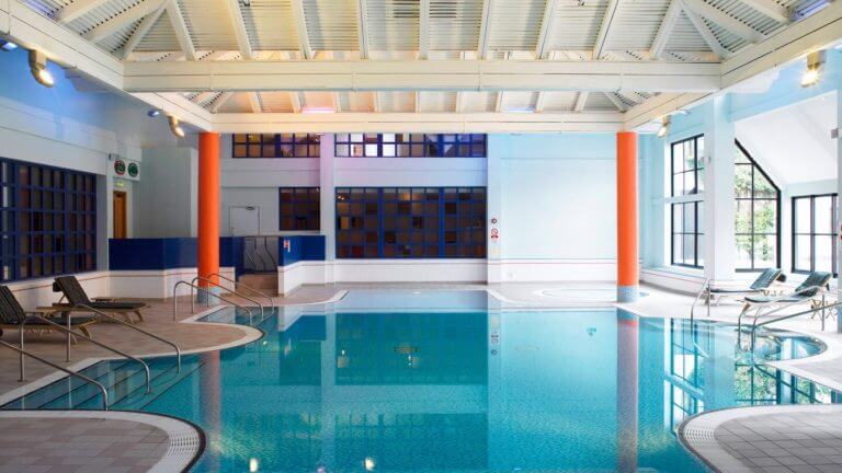 Interior view of the indoor pool at the Marriott Forest of Arden Resort