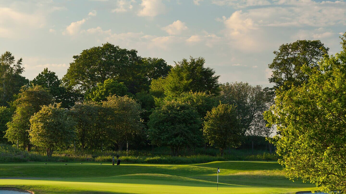 Dense foliage surrounds the golf course at Forest of Arden Marriot Golf and Country Club