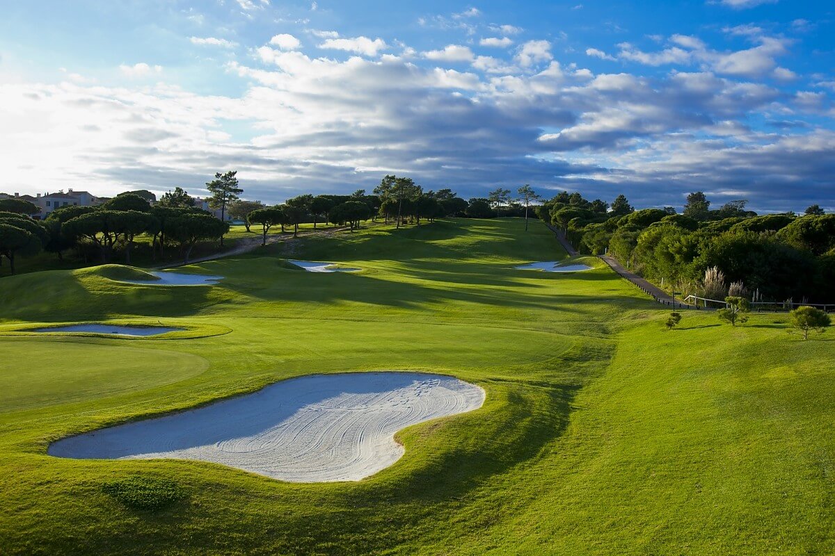 View of a bunker looking up a fairway