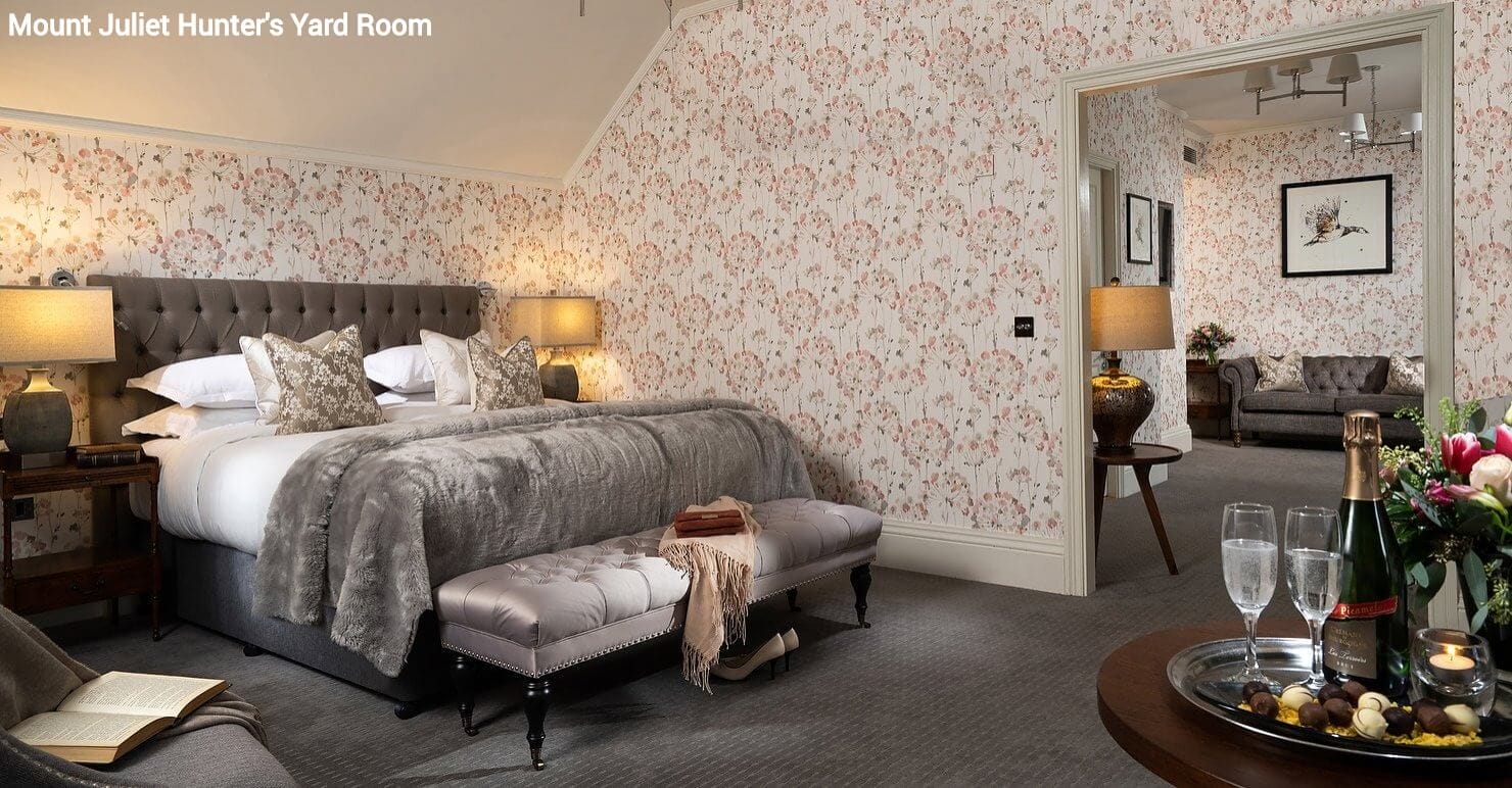 Interior view of a luxury bedroom with contemporary yet rustic design