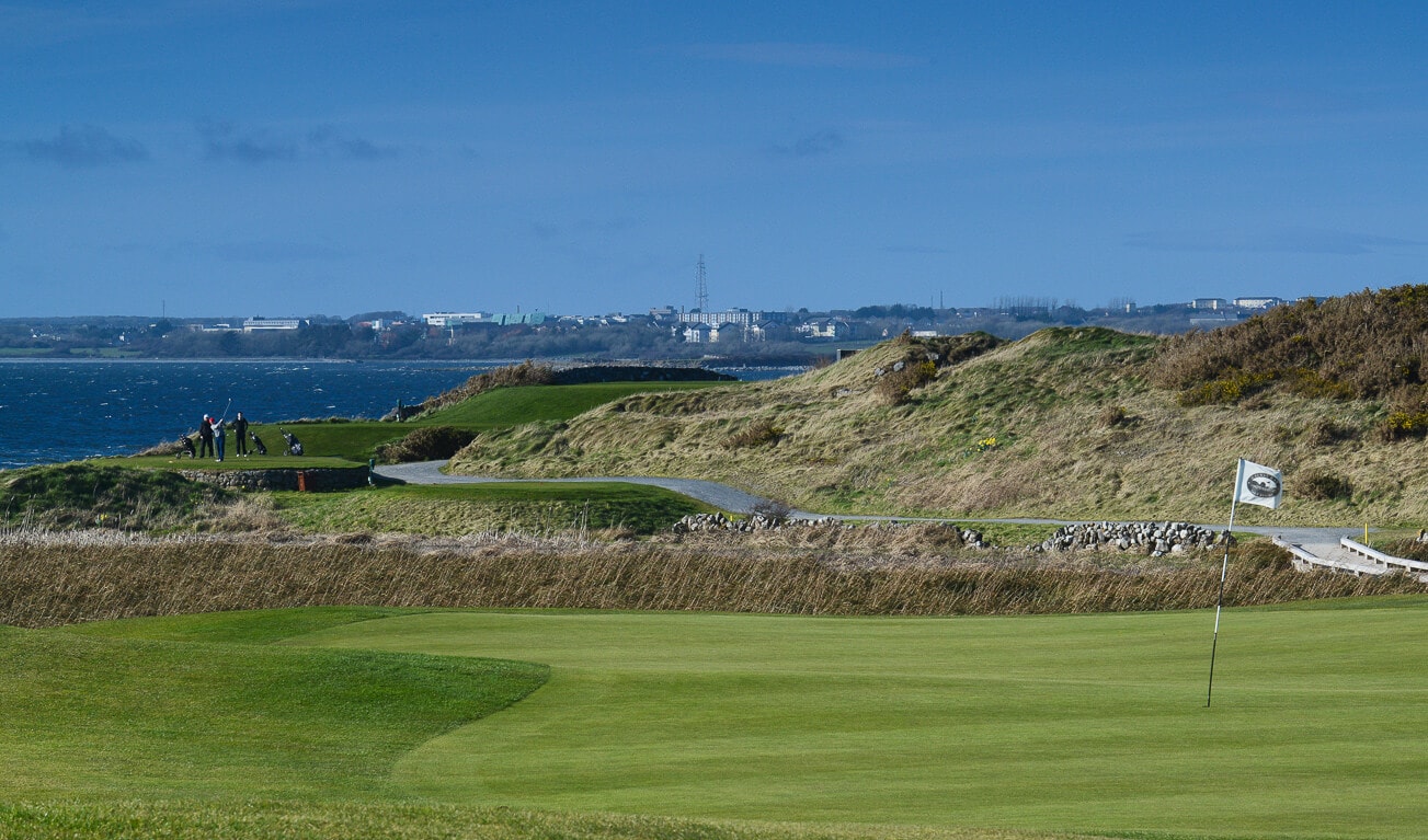 Looking from the thirteenth fairway to tee box at