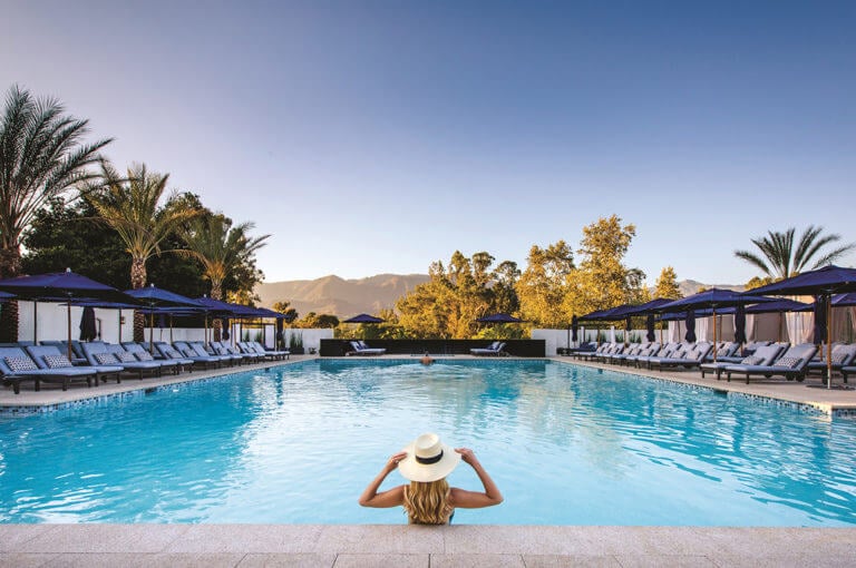 A woman bathes in Ojai Valley Inn's Resort pool