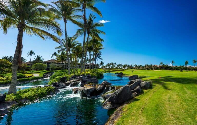 A stream meanders through the Resort-style Beach Course