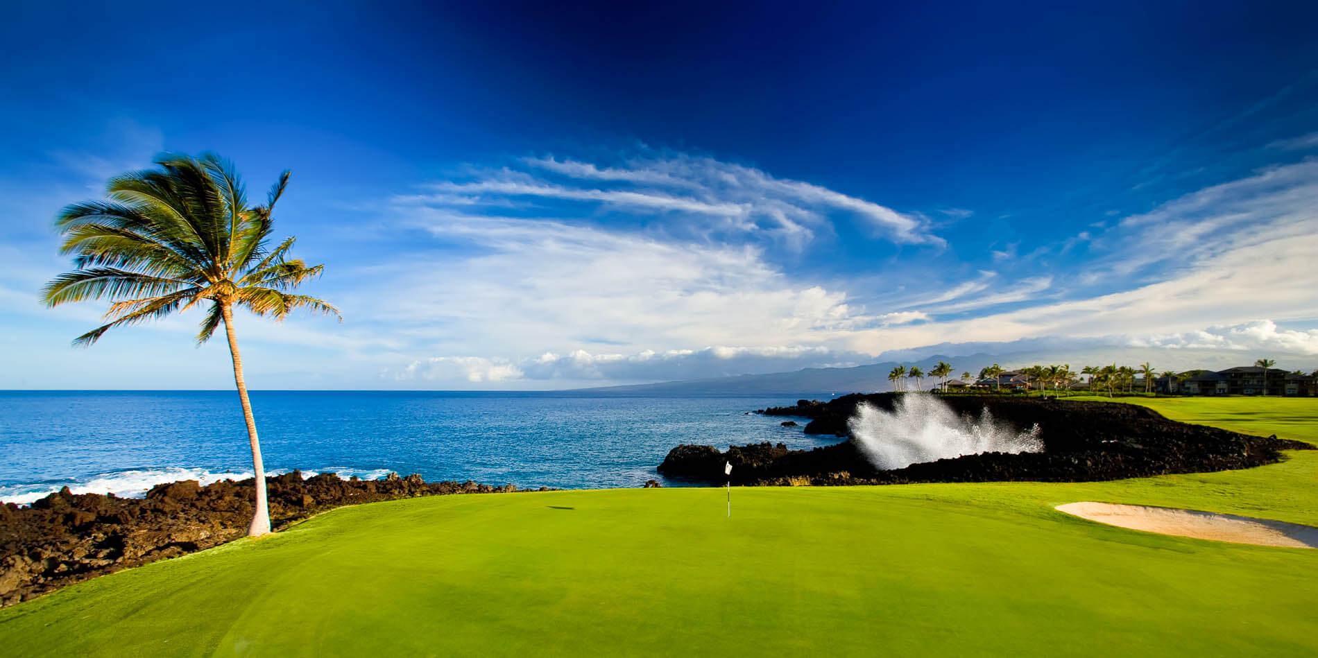 Blue sky shines over the Beach Course at Waikoloa
