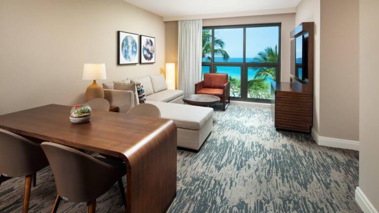 Interior view of separate living area in a suite at Westin Hapuna Beach Resort