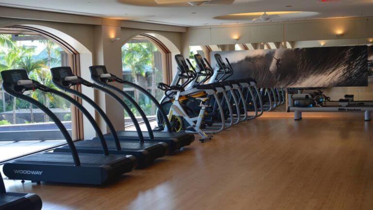 Exercise equipment found in the resort gym at Four Seasons Resort Lanai