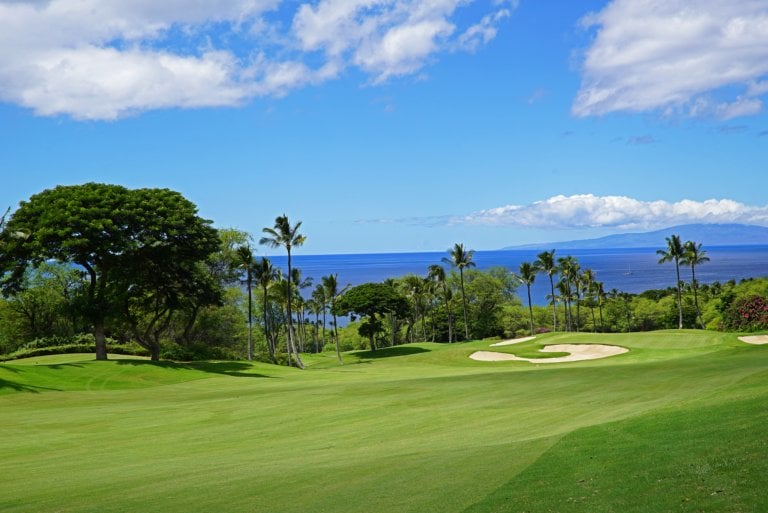 Open fairways offer tranquil views of the ocean on the Gold Course