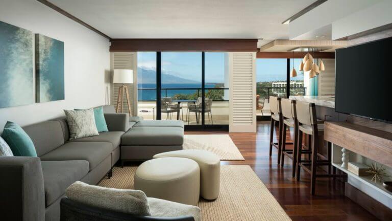 Interior view of a living room of a Wailea Beach Resort suite