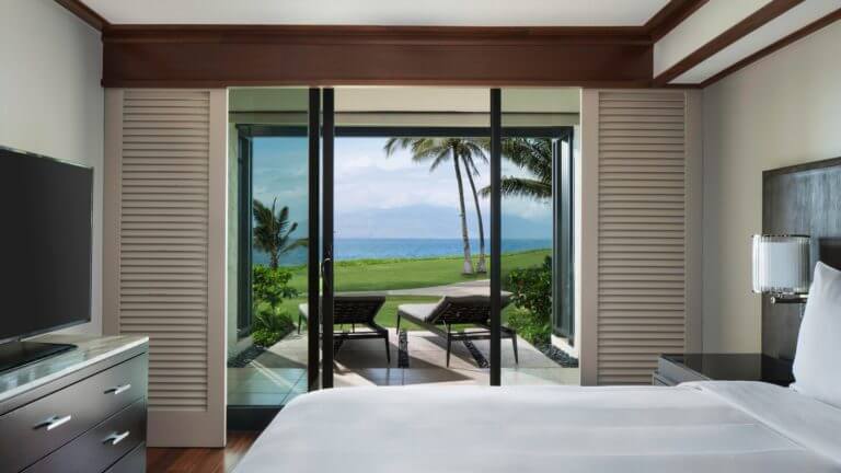View of a bedroom with Patio overlooking the Pacific Ocean
