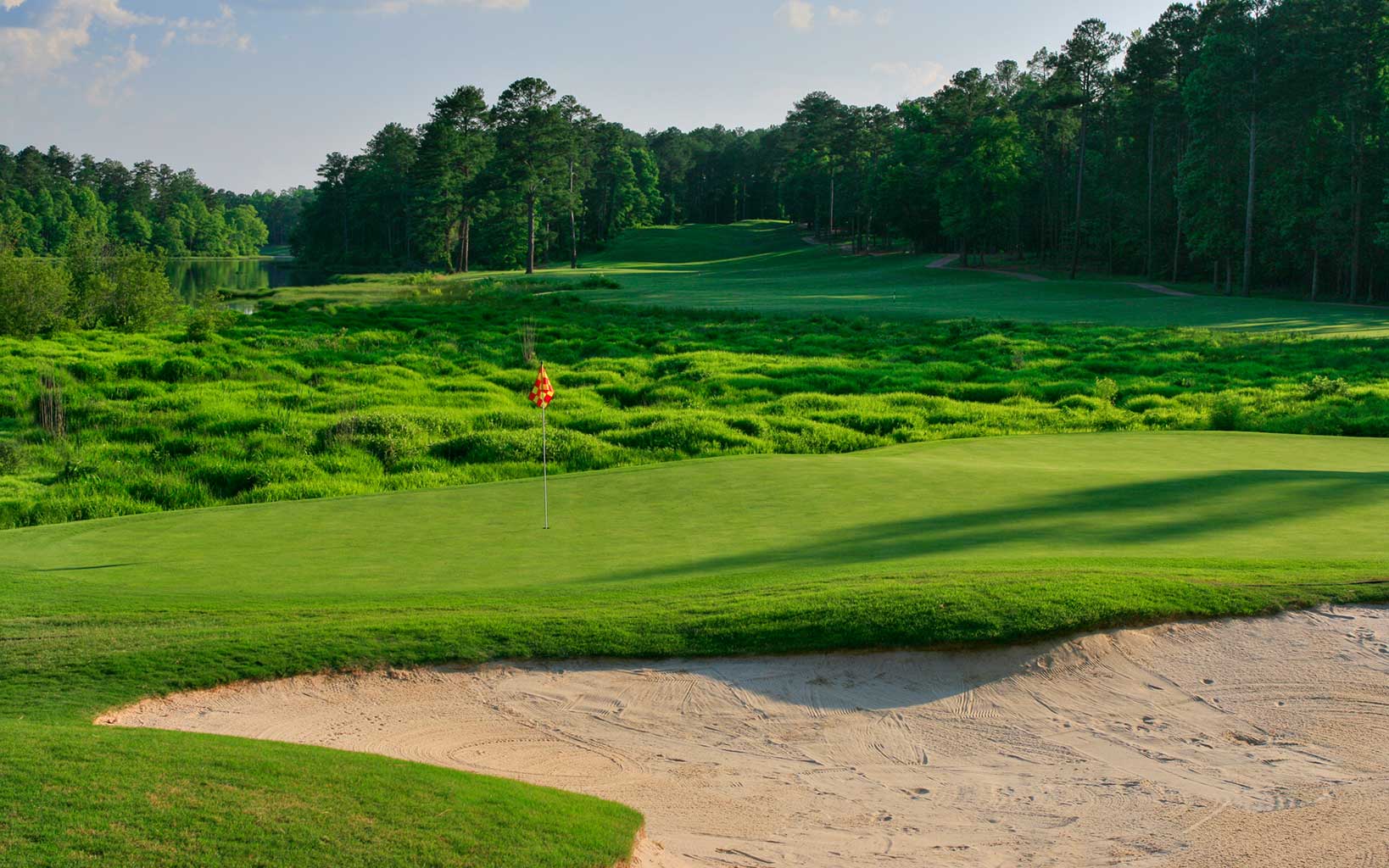 Overlooking the sixth green and fairway marshland on the Links course