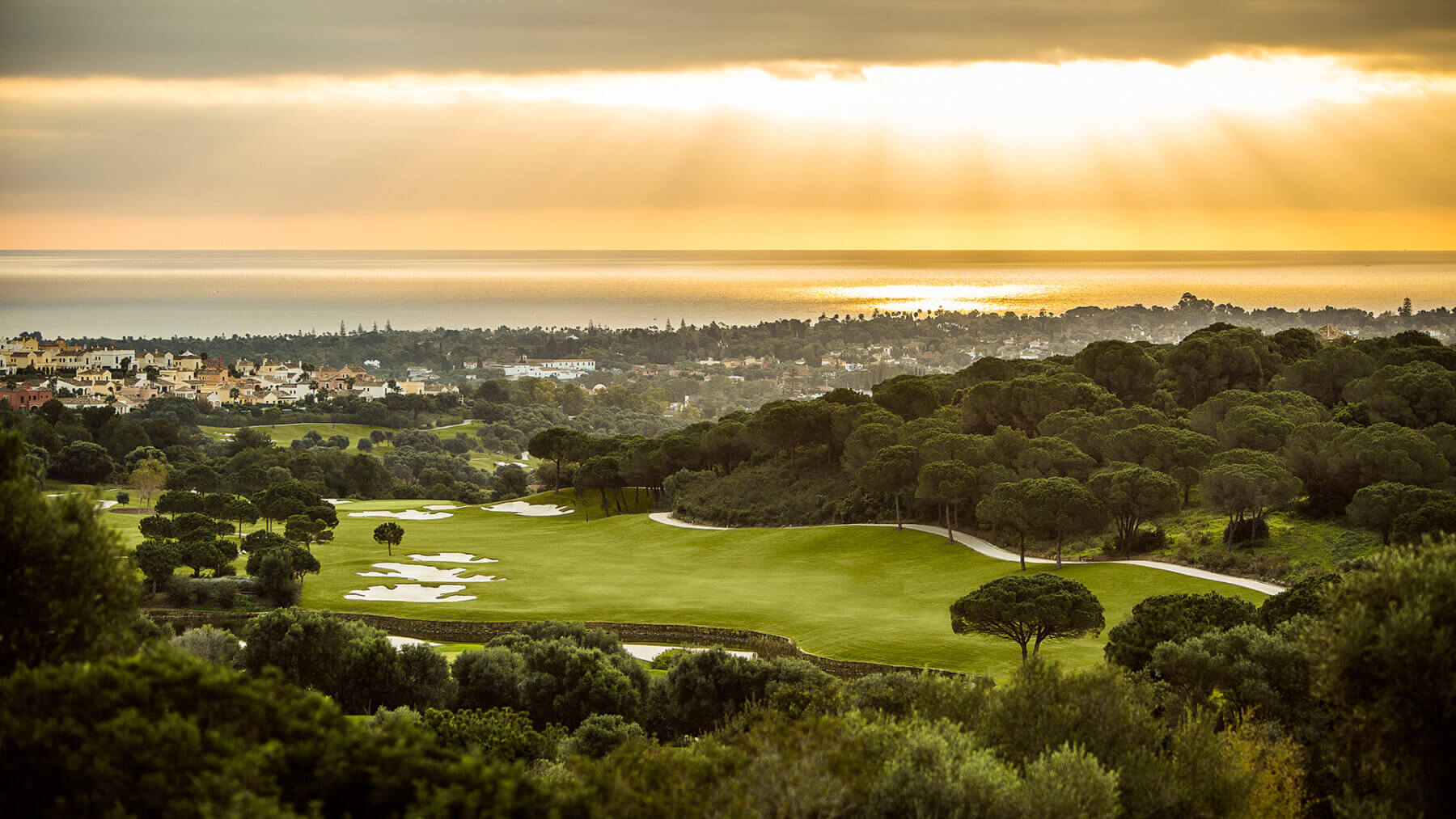 La Reserva Golf course overlooks the Mediterranean sea at dusk