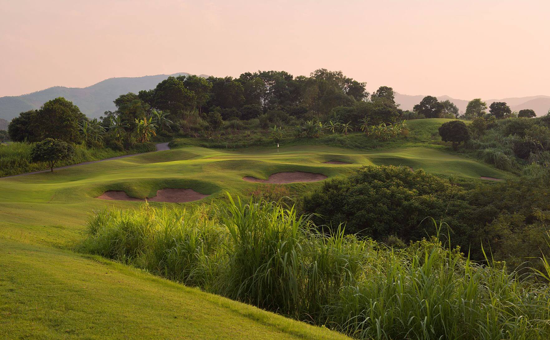 Dusk view of the eleventh green at Skylake Golf Course