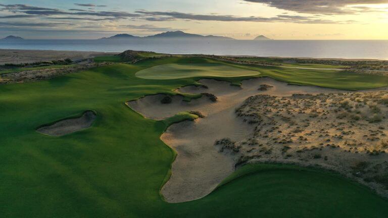 Sunset view of the golf course sand dunes