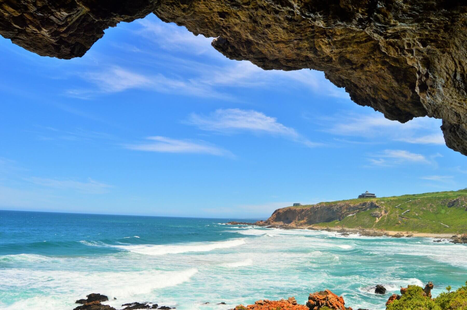 Azure waters are near the Pinnacle Point Beach