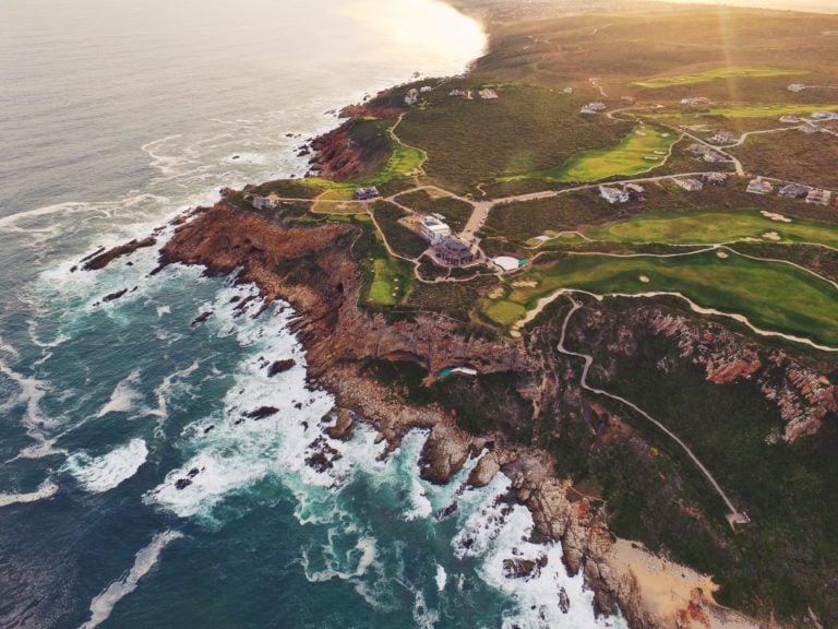 Aerial view over Pinnacle Point Estate and Indian Ocean