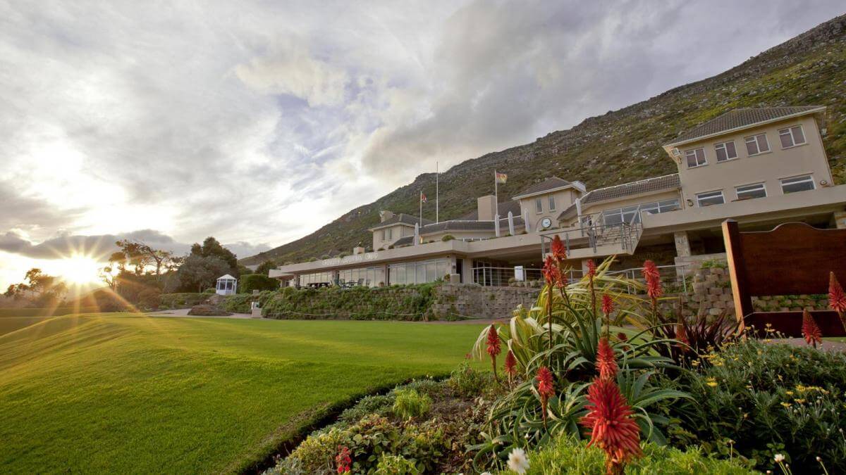 The clubhouse deck stands above the practice putting green at Clovelly Country Club