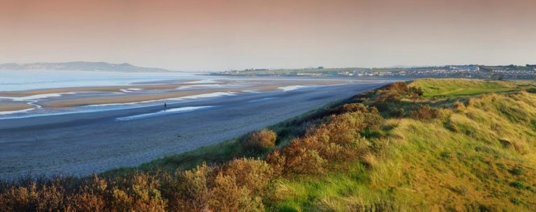 Panorama of the beach adjacent to The Island Golf Club in Dublin