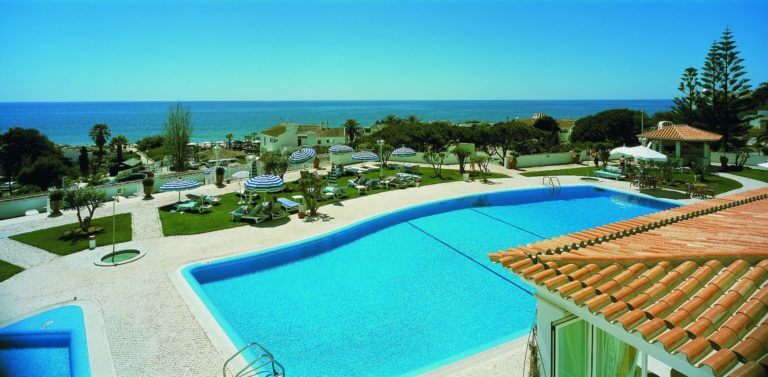 Pool and ocean view from the Dona Filipa Hotel