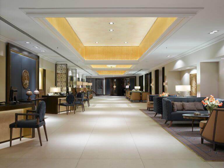 Large and spacious lobby in the 5-star Dona Filipa Hotel