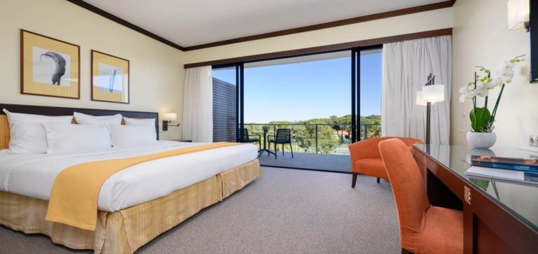 Large king bed overlooking Resort