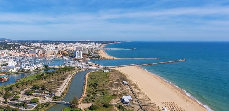 Aerial view of Vilamoura beachfront
