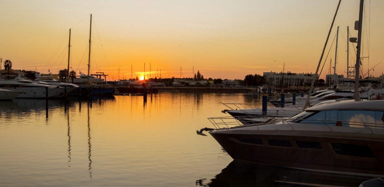 Sunset at the marina in Vilamoura