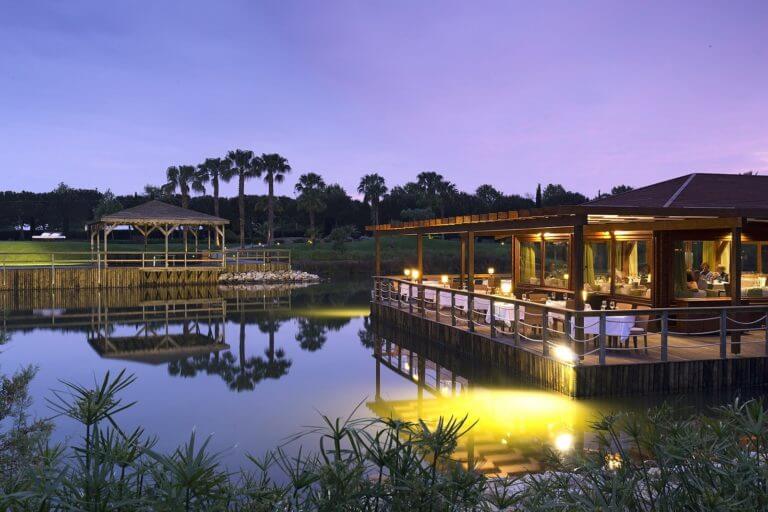 Twilight dining overlooking the Resort's private lagoon