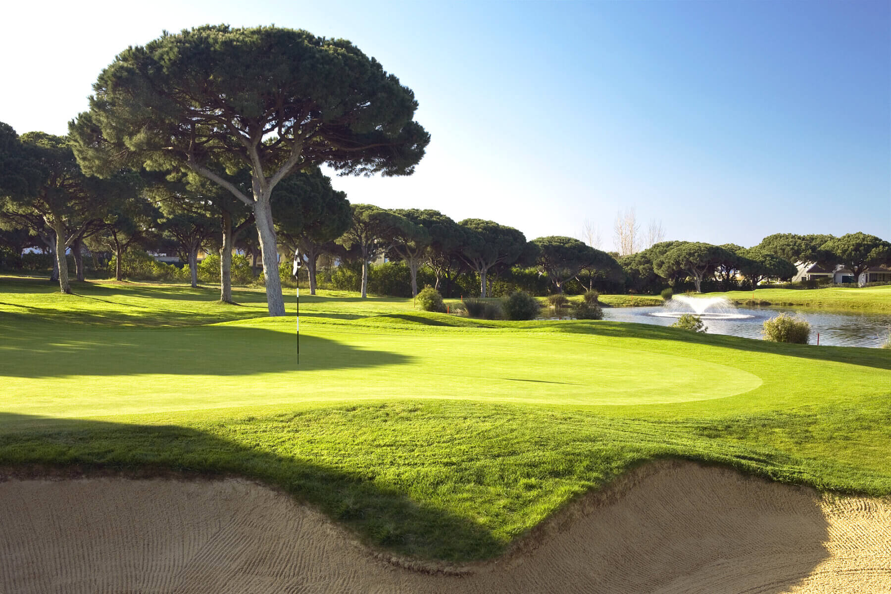 Water feature stand in the middle of the lake a Dom Pedro Pinhal's 5th hole