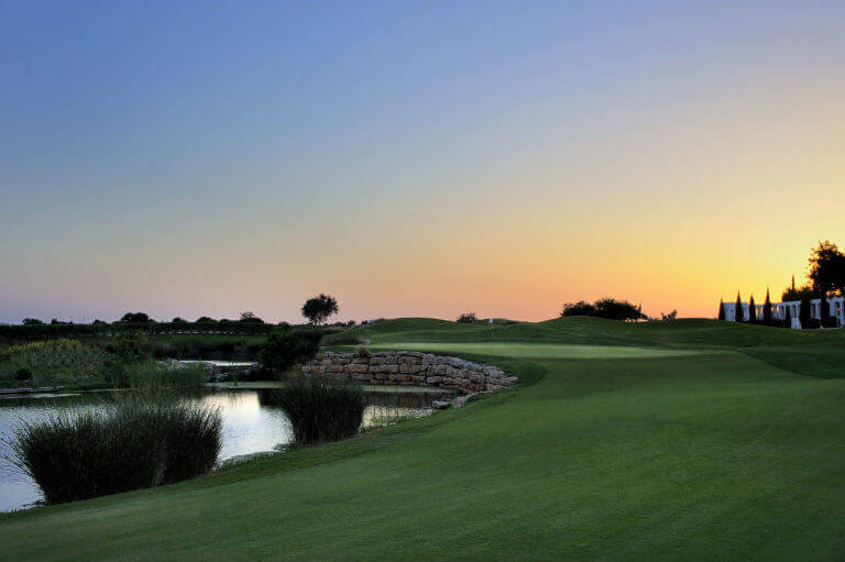 Setting sun over Dom Pedro's Victoria golf course
