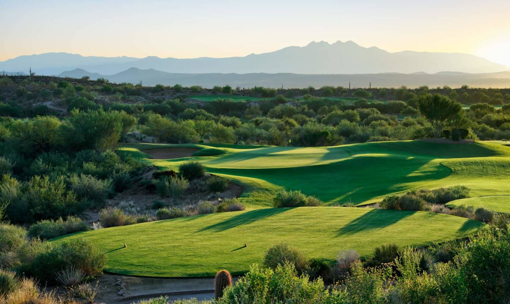 Dusk light shines over Cholla golf course