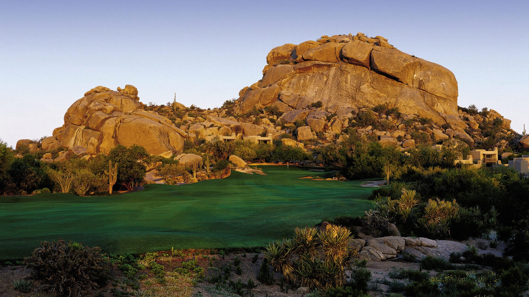 Large rock formations overshadow the South Course